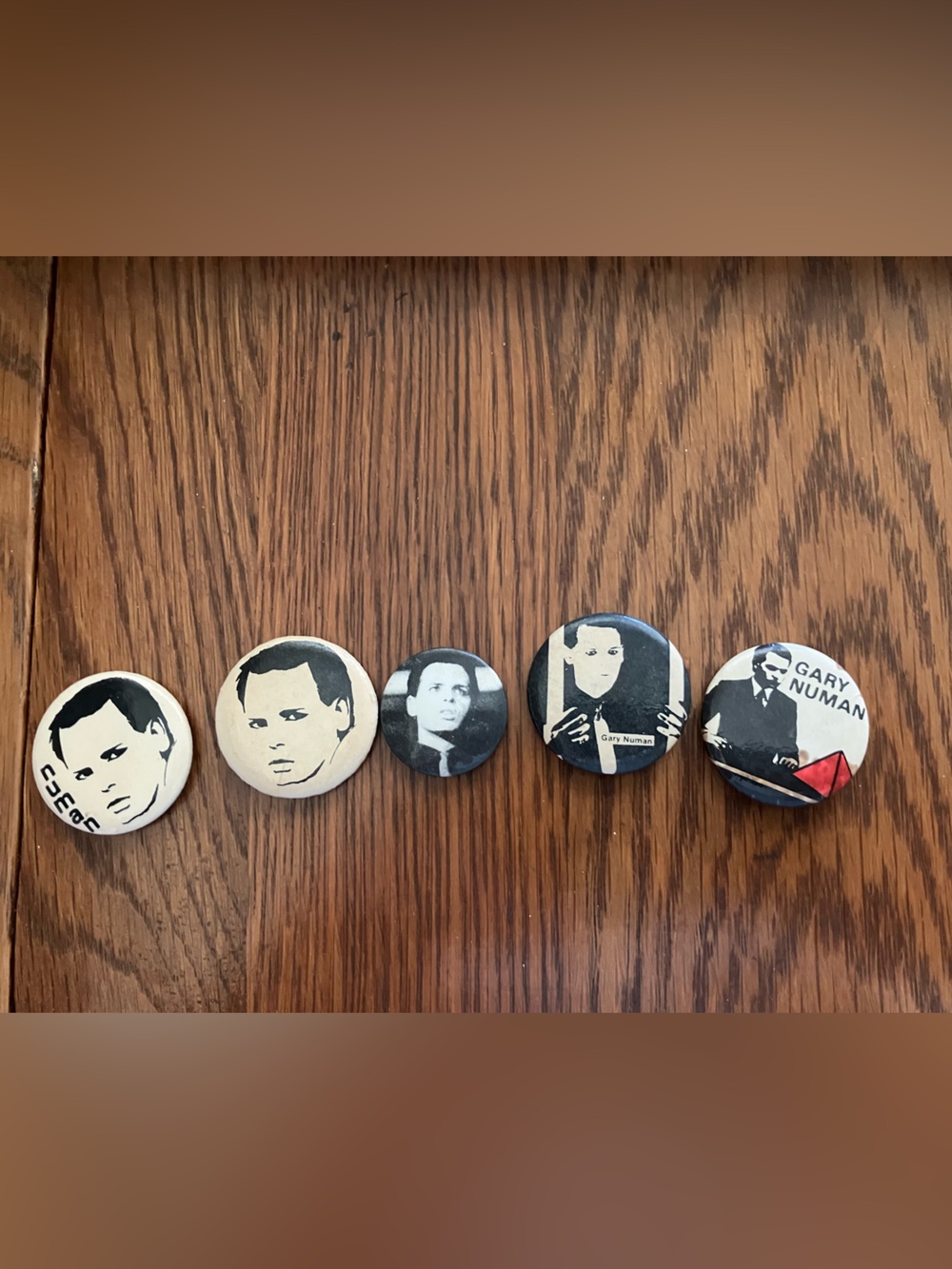 Set of 5 Vintage Gary Numan Pinback Buttons late 70s/early 80s